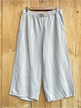 Eileen Fisher EUC Tan Linen Blend Wide Leg Pants Sz S/P